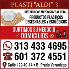 Plasti Aldi 3. Venta, servicio a domicilio de productos ecológicos, productos plásticos y productos desechables barrio Prado Veraniego.  Distribuidor mayorista y al detal.  Punto de fábrica productos plásticos y desechables. Norte de Bogotá, Colombia. Cedritos.