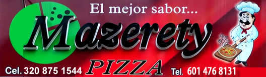 Mazerety PIZZA - El Mejor Sabor. Cedritos, Bogota. Domicilios norte. Pizza, pizzería, perros, lasagna, salchipapa, hamburguesas, arepas rellenas, mazorcada, costillitas bbq.