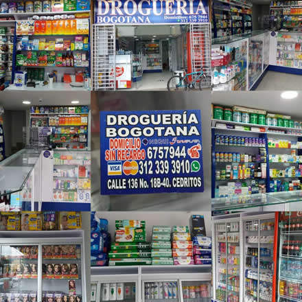 Servicio a Domicilio Drogueria Bogotana, Barrio El Contador, Cedritos, Norte de Bogotá.  Medicamentos, Pañales, Leches, Inyectología, Helados.  Recibimos todas las tarjetas. Datafono. Nequi. Daviplata. Calle 136 No. 18 B - 40 Barrio Contador.