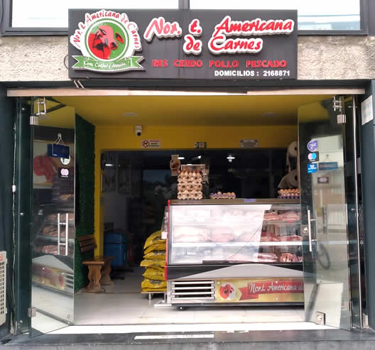 Nor.T. Americana de Carnes, barrio Cedritos norte de Bogotá.  Servicio a domicilio fama, carnicería, venta de carne de res, pollo, pescado, cerdo. Salsamentaria, lácteos, huevos.