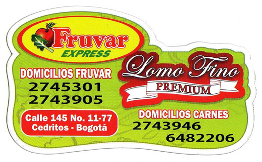 Supermercado Fruvar Fruver Cedritos Bogotá. Abarrotes, carnes, pollos, pescados, frutas, verduras. Hipermercado.