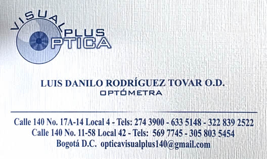 Óptica Visual Plus - Barrio Cedritos, norte de Bogotá.  Centro Comercial La Puerta del Sol.  Toda clase de lentes oftálmicos.  Lentes de contacto.  Exámen.  Monturas.