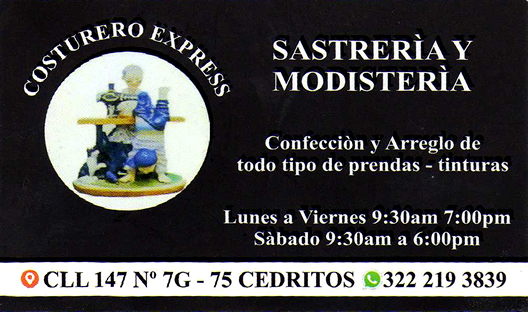 Modistería Cedritos Bogotá Confección arreglo prendas vestidos lavandería