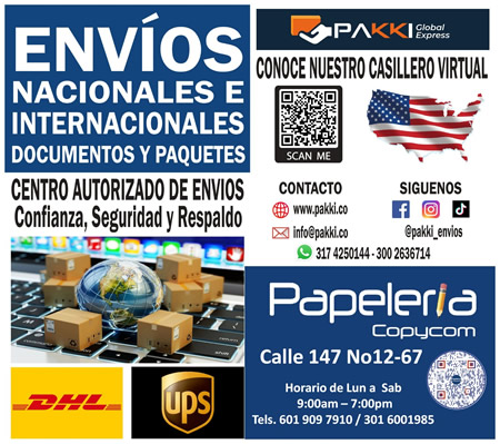 Papelería Copycom. Barrio Cedritos, norte de Bogotá.  Servicios de papelería, miscelánea, Mantenimiento computadores, punto de PagaTodo.  Papelería, útiles, piñatería, impresiones, impresión laser.  Trabajos y diseño en computador, volantes, carnets de identificación, argollado y laminación.  Punto de PagaTodo, pago de recibos de servicios públicos, giros nacionales, chance, baloto, SOAT y otros servicios.  Servicio técnico, mantenimiento y reparación de computadores, celulares e impresoras. Recarga de cartuchos de tinta y tóner.