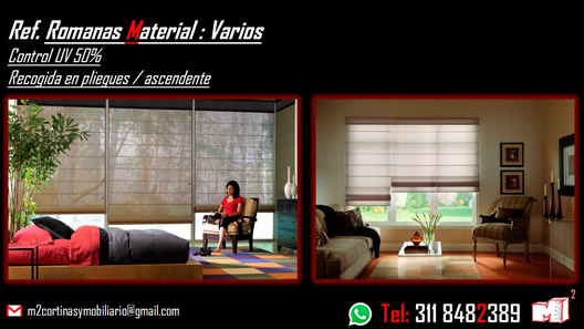 M2 Cortinas y Mobiliario.  Venta y fabricación de repuestos para cortinas.  Mantenimiento cortinas.  Barrio Cedritos, norte de Bogotá.  Accesorios para cortinas. Confección de Cortinas modernas y tradicionales. Cortinas Enrollables tipo Solar screen y Black out.  Fabricación de Persianas en madera y aluminio. Mantenimiento de todo tipo de cortinas.