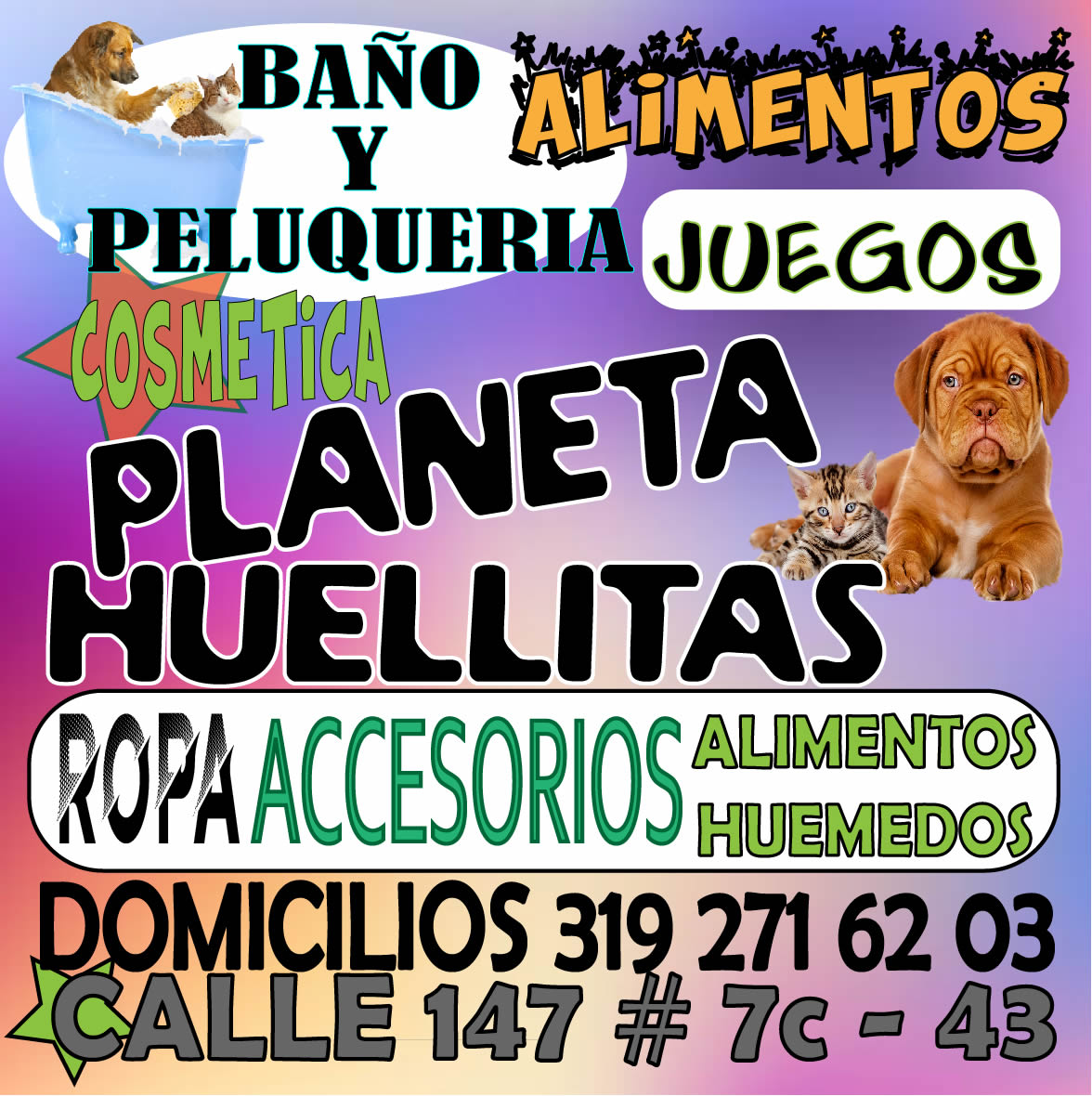 Planeta Huellitas alimentos accesorios gatos perros cedritos belmira Bogotá